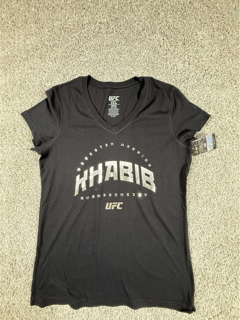 UFC Womens Dagestan Warrior Khabib Graphic T-Shirt, Black, X-Large NWT